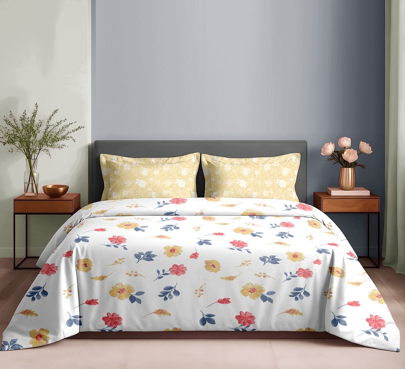 Luxury Cotton 180 TC King Size Bedsheet with 2 Pillow Covers – 2.75 x 2.75 m