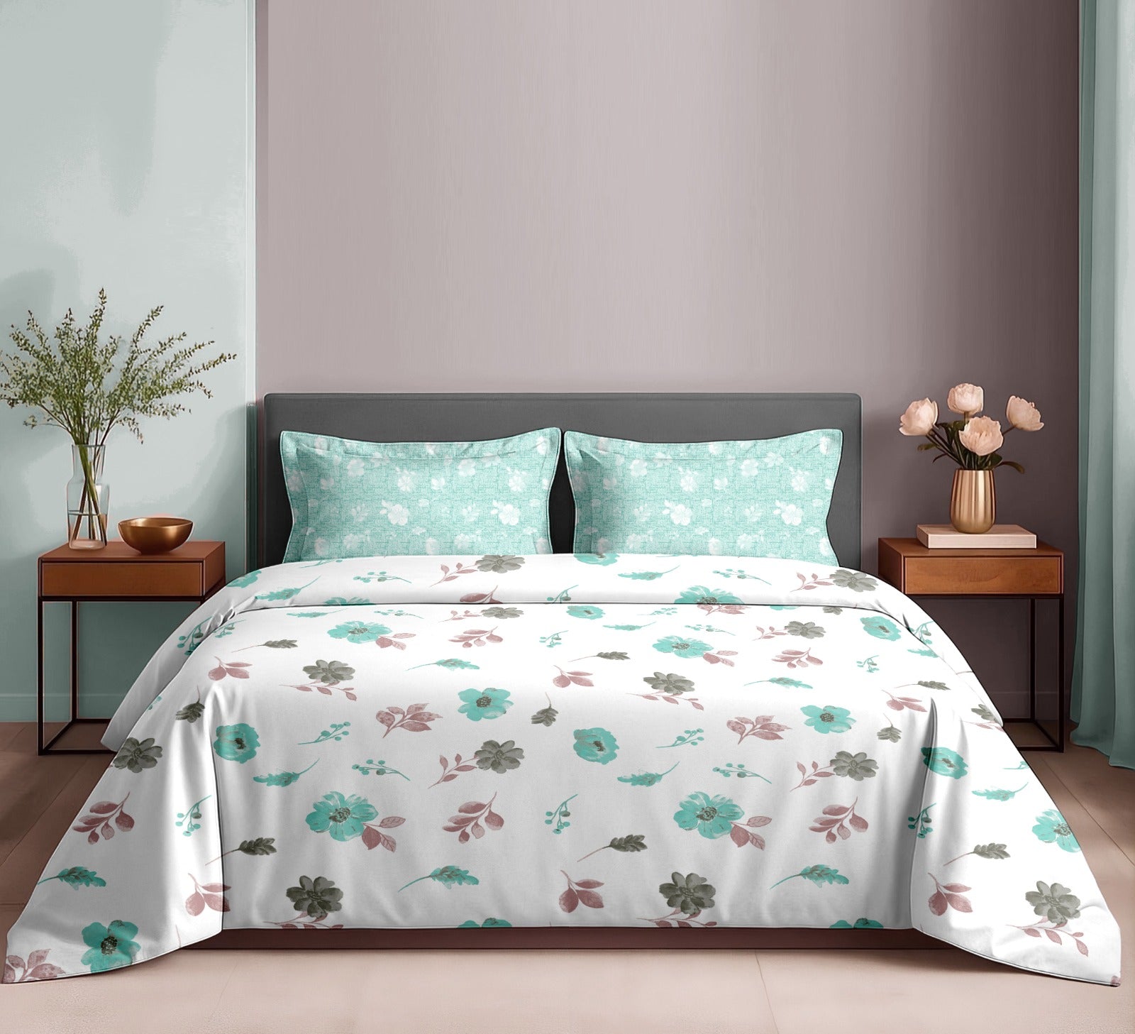 Luxury Cotton 180 TC King Size Bedsheet with 2 Pillow Covers – 2.75 x 2.75 m