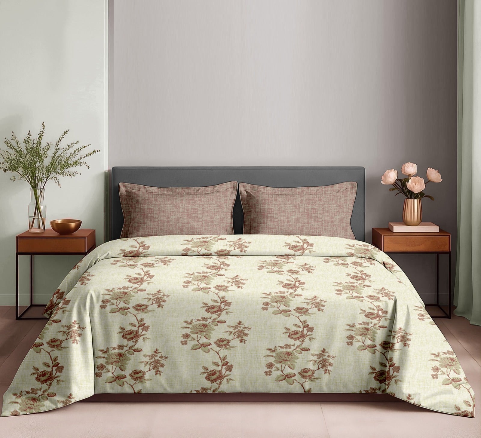 Soft & Breathable Cotton King Bedsheet Set – 180 TC, 2.75 x 2.75 m