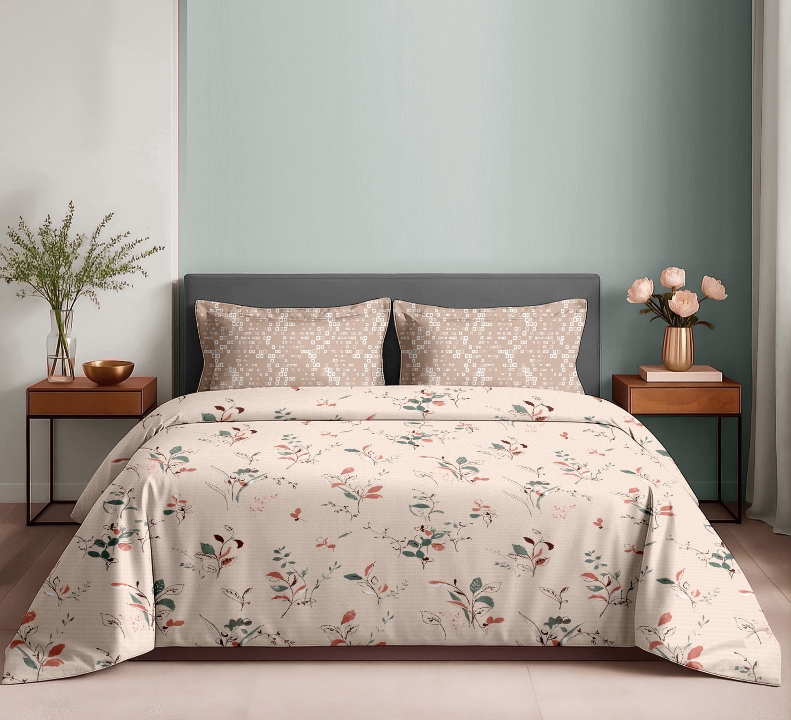 Elegant Cotton King Bedsheet Set with 2 Pillow Covers – 180 TC Premium Fabric