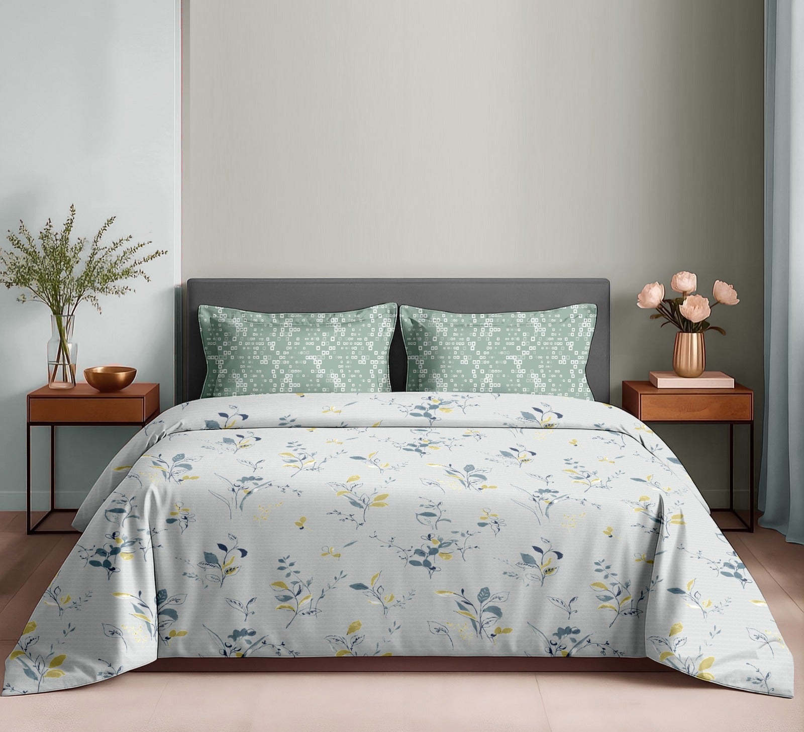 Elegant Cotton King Bedsheet Set with 2 Pillow Covers – 180 TC Premium Fabric