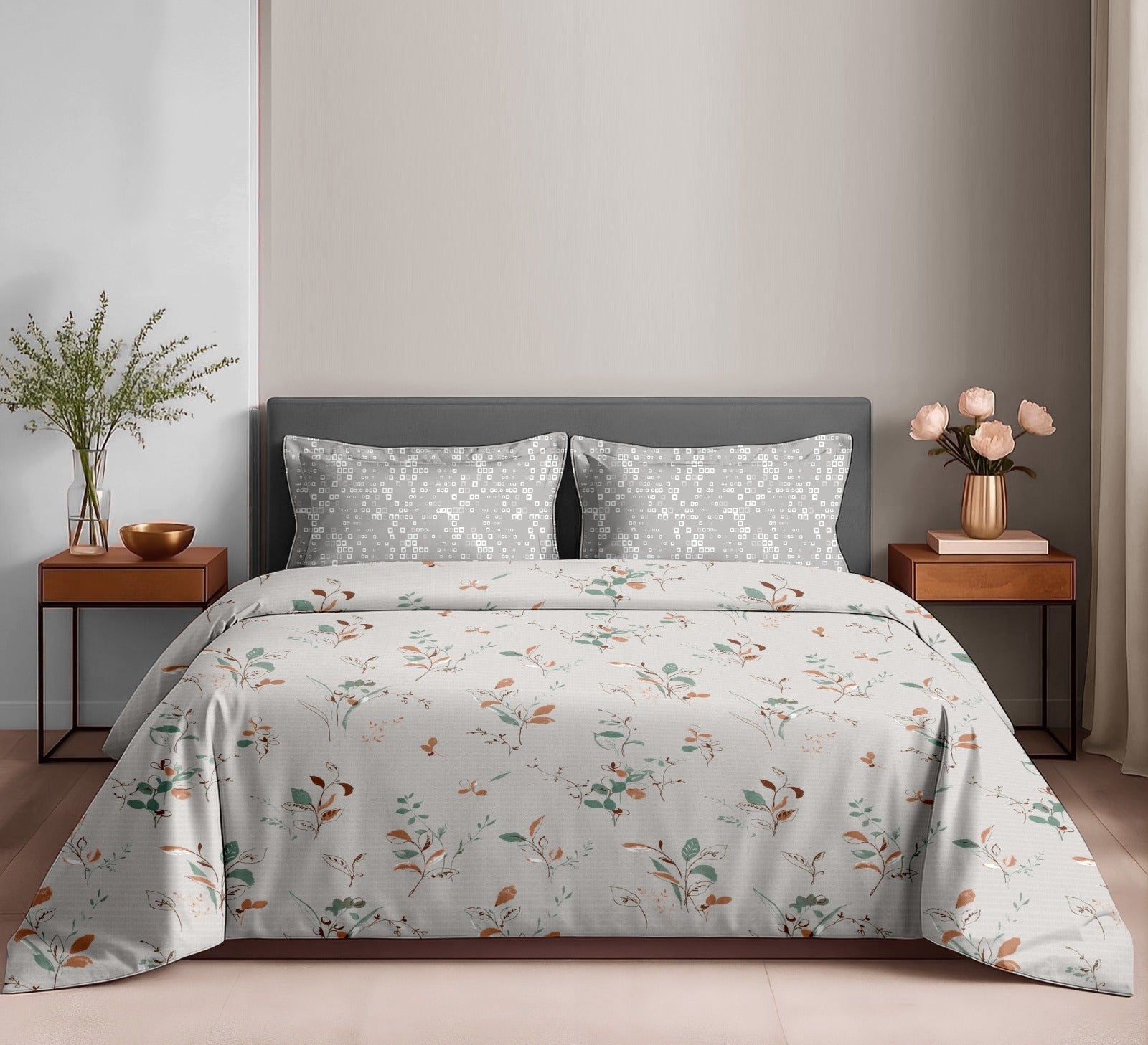 Elegant Cotton King Bedsheet Set with 2 Pillow Covers – 180 TC Premium Fabric