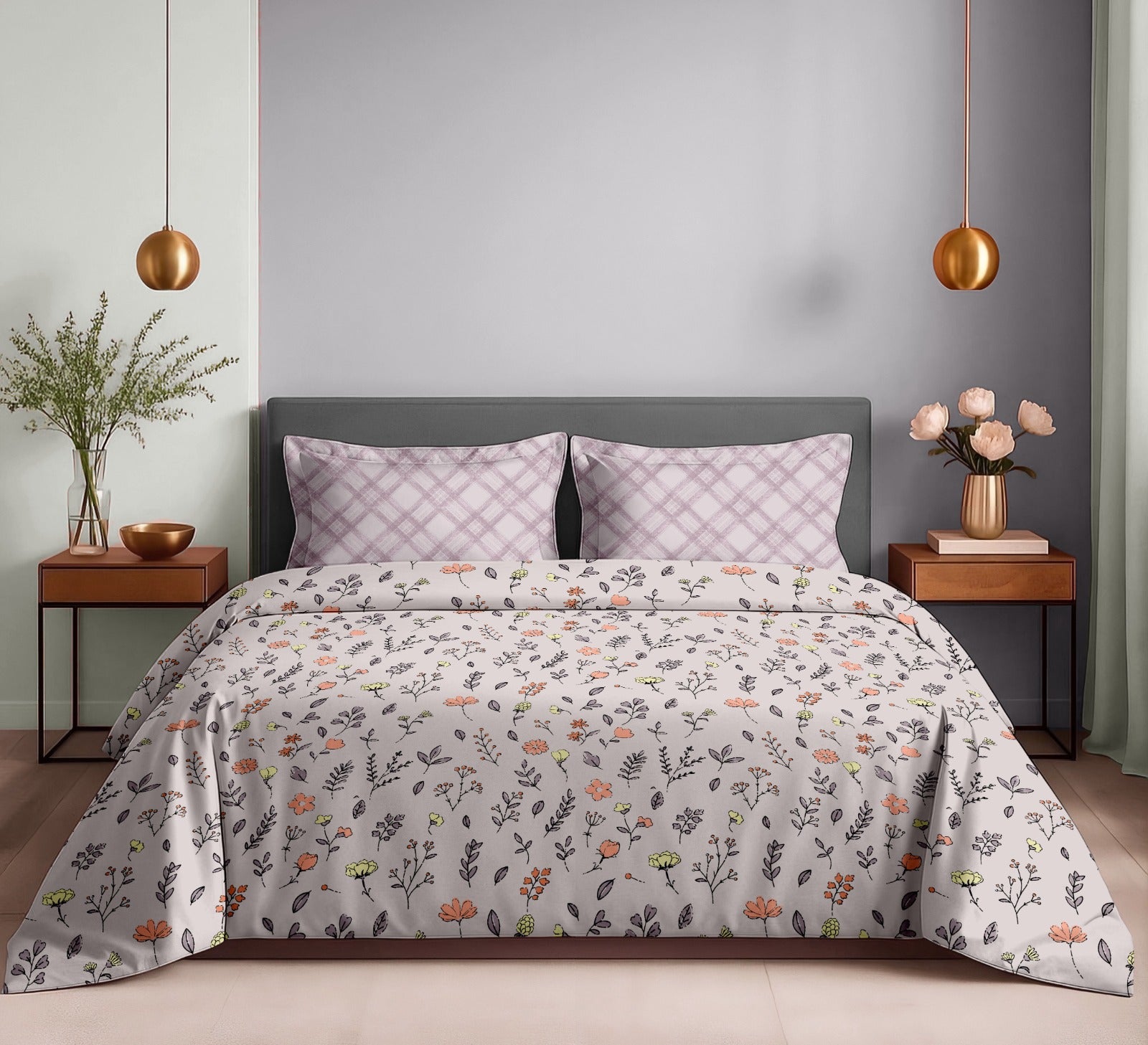 Premium Cotton King Size Bedsheet 180 TC with 2 Pillow Covers – Soft & Comfortable