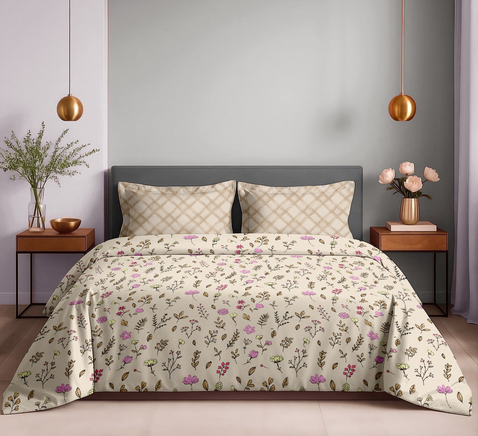 Premium Cotton King Size Bedsheet 180 TC with 2 Pillow Covers – Soft & Comfortable