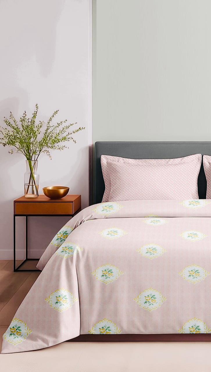 Cotton King Size Double Bedsheet Set with 2 Pillow Covers – 180 TC, 2.75 x 2.75 m