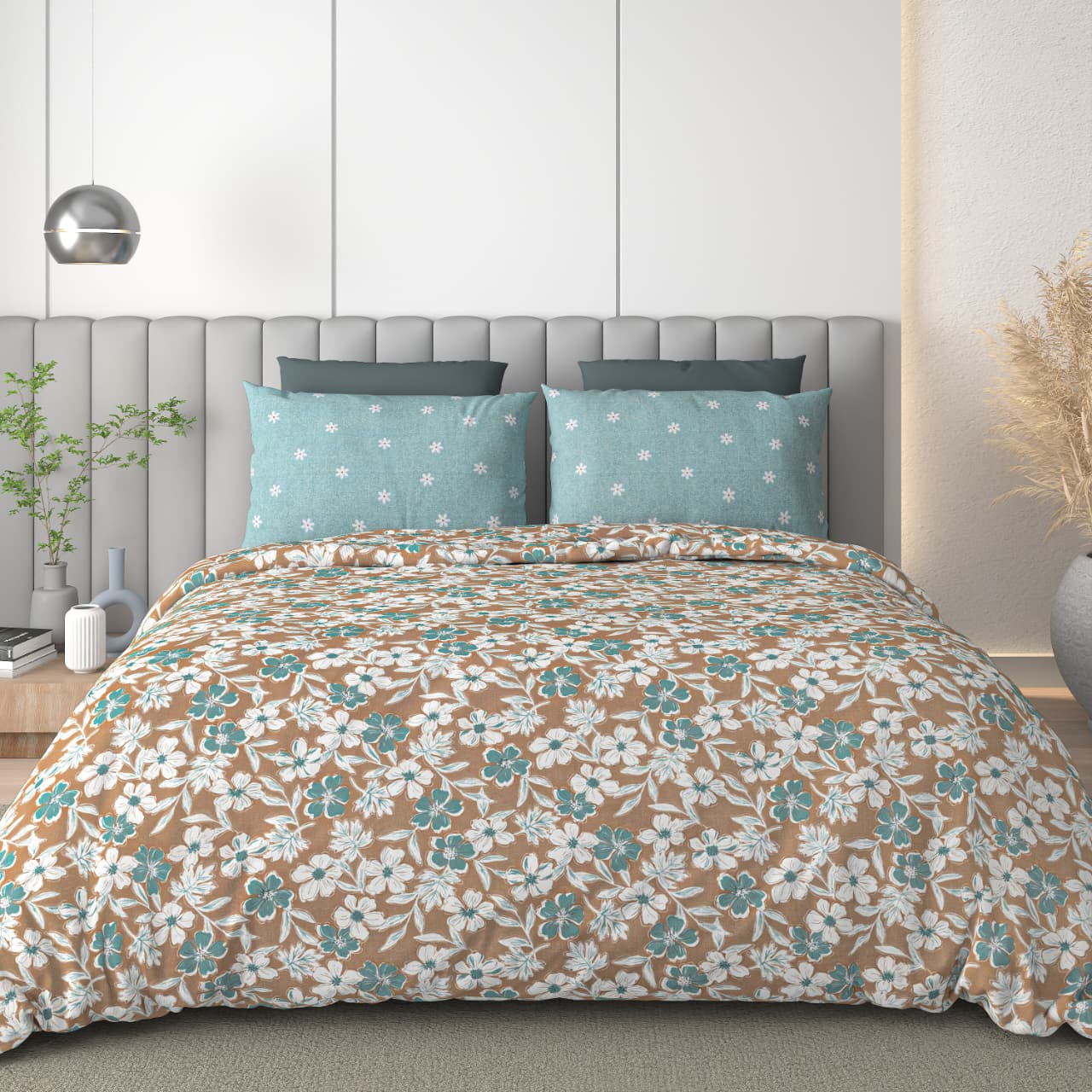 Luxury 180 TC Cotton Double Bed King Size Bedsheet with Pillow Covers