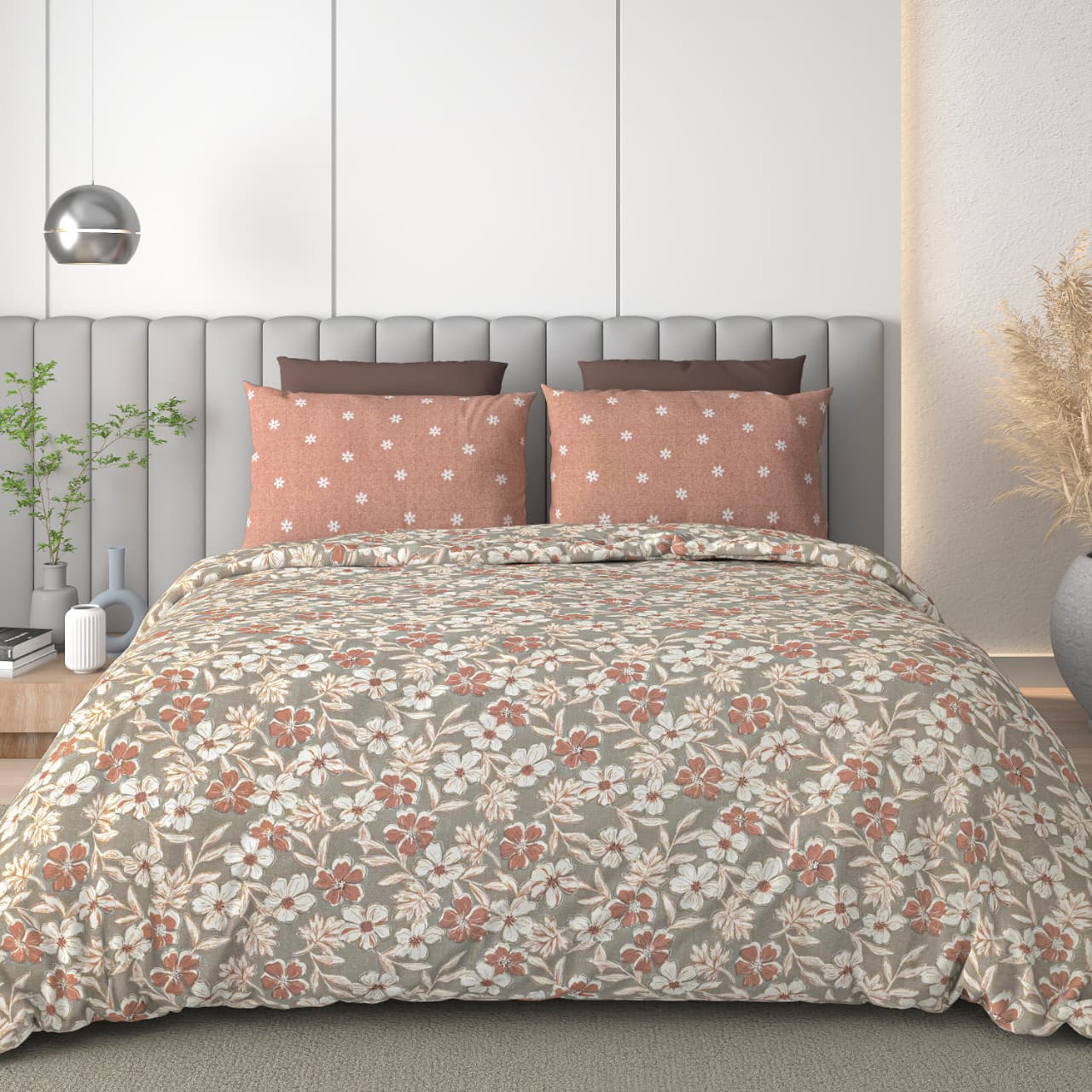 Luxury 180 TC Cotton Double Bed King Size Bedsheet with Pillow Covers