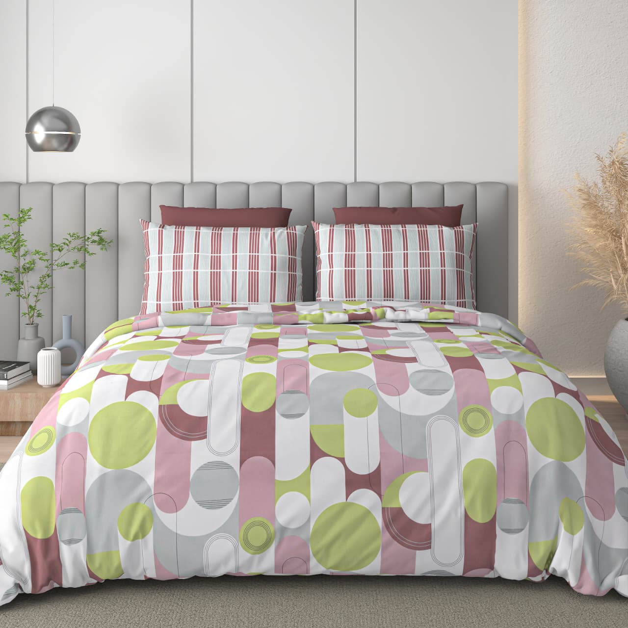 Premium King Size Cotton Bedsheet Set – 180 TC with 2 Matching Pillow Covers