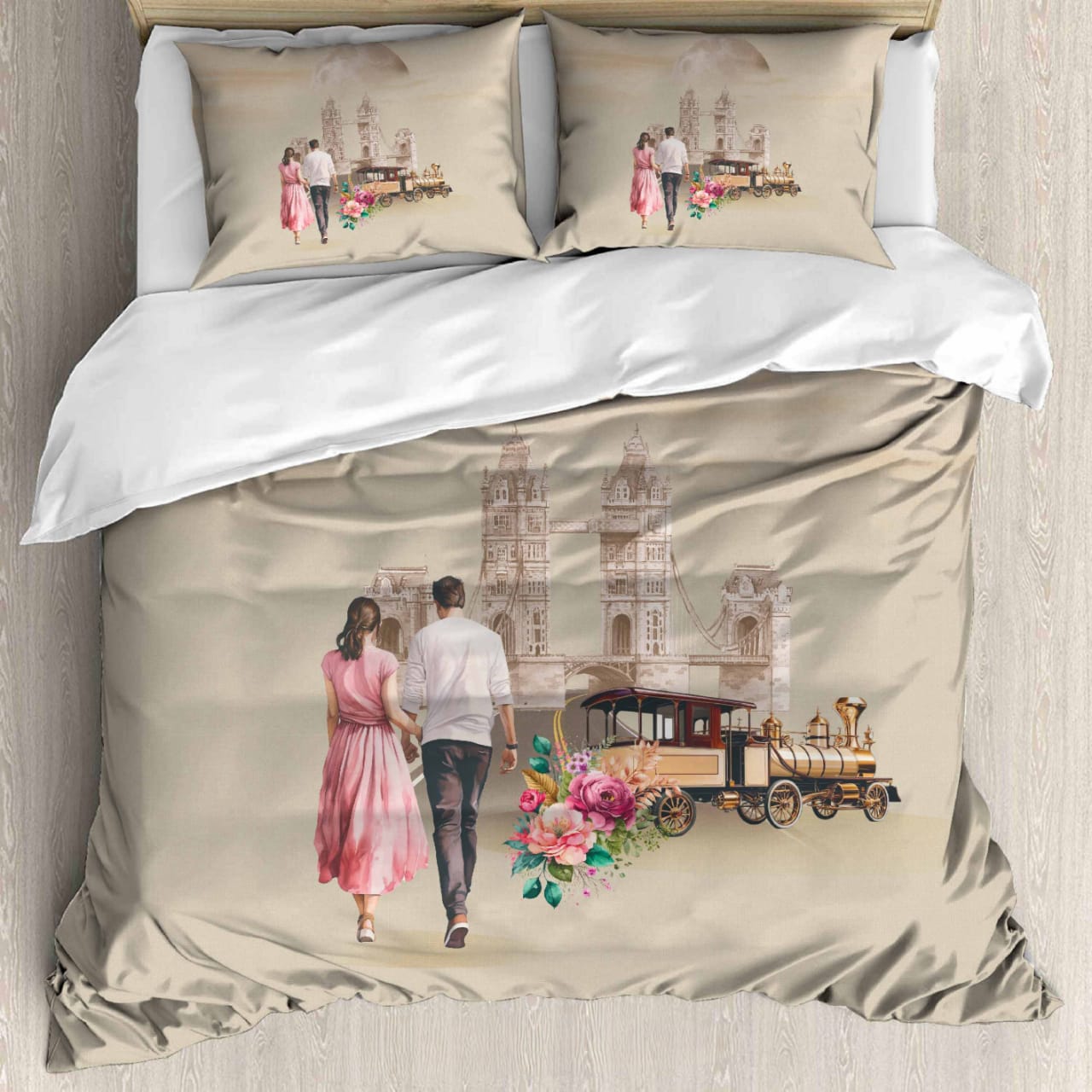 Luxury Satin Cotton 350 TC King Size Bedsheet with 2 Pillow Covers – 2.75 x 2.75 m