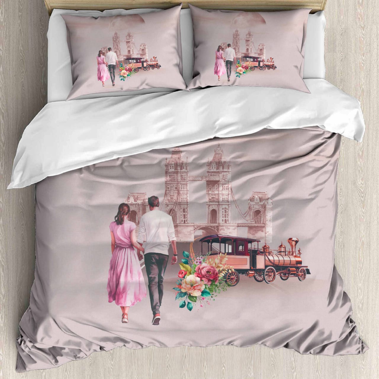 Luxury Satin Cotton 350 TC King Size Bedsheet with 2 Pillow Covers – 2.75 x 2.75 m