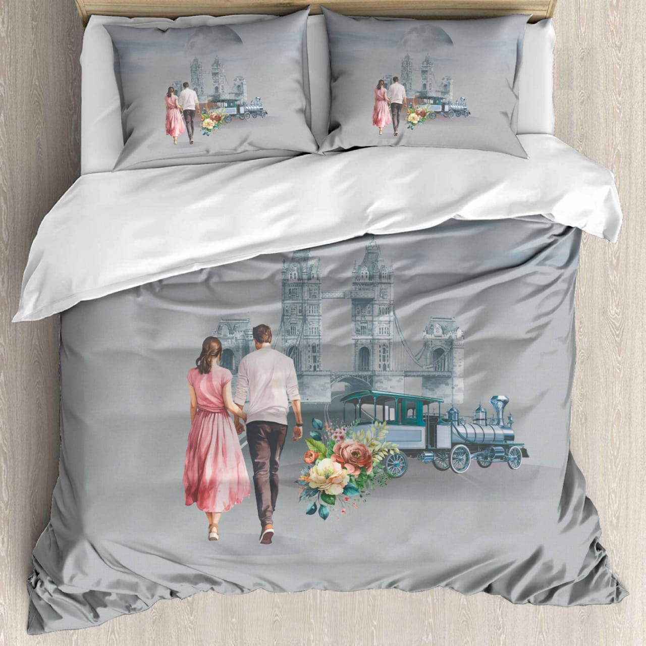 Luxury Satin Cotton 350 TC King Size Bedsheet with 2 Pillow Covers – 2.75 x 2.75 m