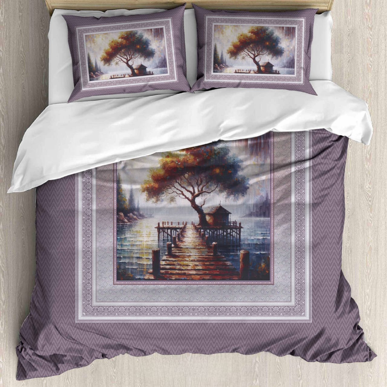 Luxury Satin Cotton 350 TC King Size Bedsheet with 2 Pillow Covers – 2.75 x 2.75 m