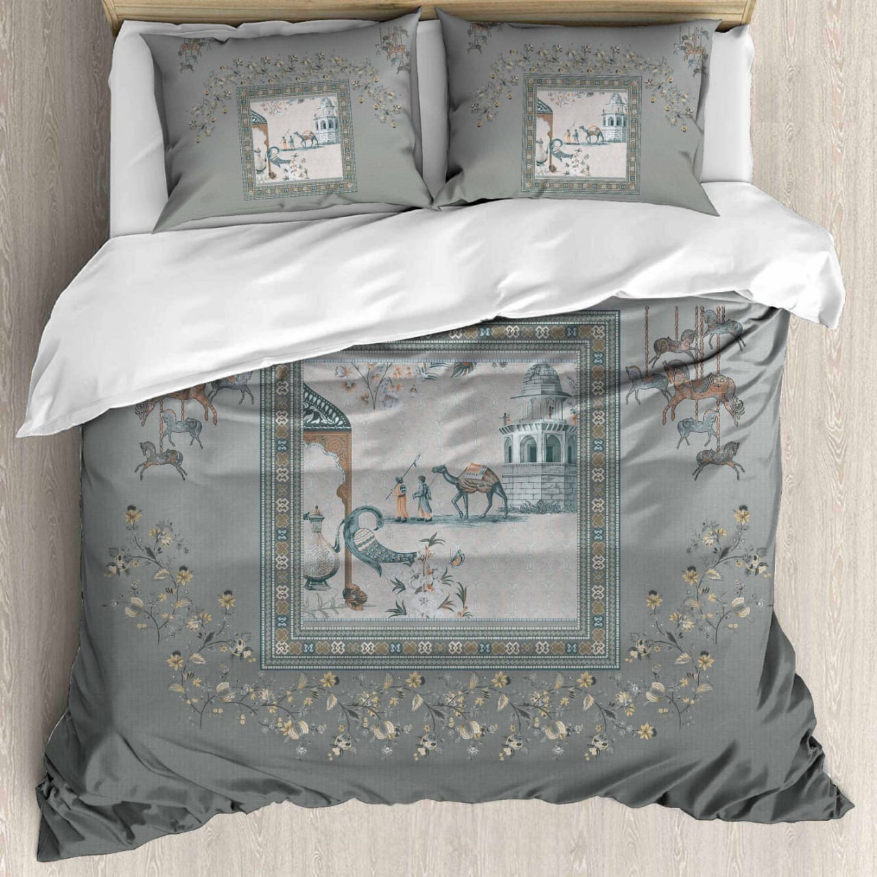 Luxury Satin Cotton 350 TC King Size Bedsheet with 2 Pillow Covers – 2.75 x 2.75 m