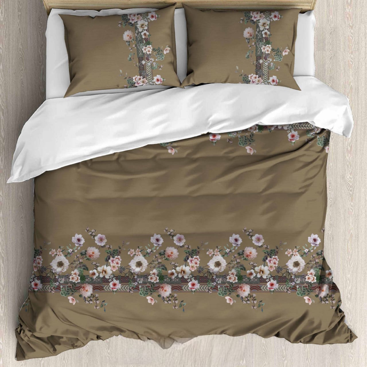 Luxury Satin Cotton 350 TC King Size Bedsheet with 2 Pillow Covers – 2.75 x 2.75 m