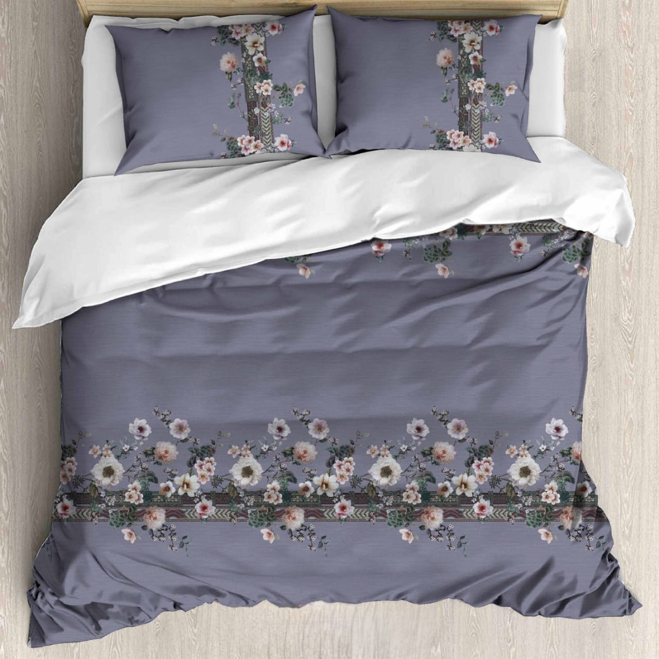 Luxury Satin Cotton 350 TC King Size Bedsheet with 2 Pillow Covers – 2.75 x 2.75 m